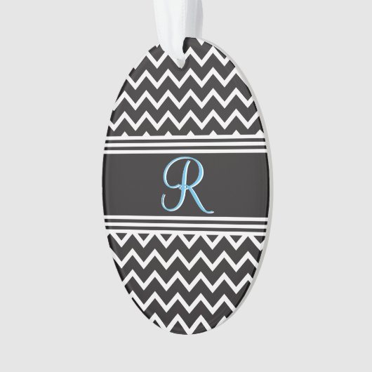 Zwart | Witte Chevron Gothic Zigzag Monogram Ornament (voorkant)