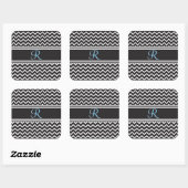 Zwart | Witte Chevron Gothic Zigzag Monogram Vierkante Sticker (Vel)