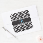 Zwart | Witte Chevron Gothic Zigzag Monogram Vierkante Sticker (Envelop)