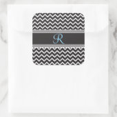 Zwart | Witte Chevron Gothic Zigzag Monogram Vierkante Sticker (Tas)