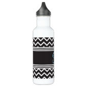 Zwart | Witte Chevron Gothic Zigzag Monogram Waterfles (Links)