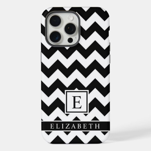  zwart-witte Chevron iPhone Hoesje (Achterkant)