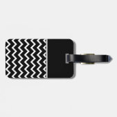 Zwart-witte Chevron met aangepast monogram. Bagagelabel (Achterkant horizontaal)