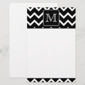 Zwart-witte Chevron met aangepast monogram. Briefpapier (Voorkant / Achterkant)