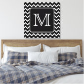 Zwart-witte Chevron met aangepast monogram. Canvas Afdruk (Insitu (Slaapkamer))