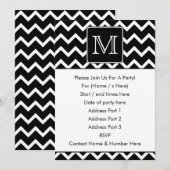 Zwart-witte Chevron met aangepast monogram. Kaart (Voorkant / Achterkant)