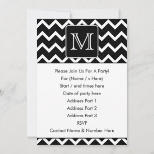 Zwart-witte Chevron met aangepast monogram. Kaart