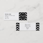 Zwart-witte Chevron met aangepast monogram. Mini Visitekaartje (Voorkant / Achterkant)