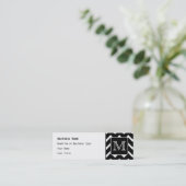 Zwart-witte Chevron met aangepast monogram. Mini Visitekaartje (Staand voorkant)