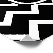 Zwart-witte Chevron met aangepast monogram. Poster (Hoek)