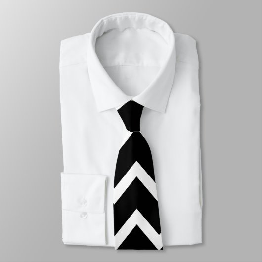 Zwart-witte Chevron met aangepast monogram. Stropdas (Gebonden)