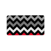 Zwart-witte Chevron met rode streep Etiket (Voorkant)