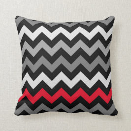 Zwart-witte Chevron met rode streep Kussen