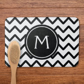 Zwart-witte Chevron Monogram Badmat