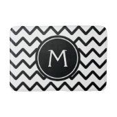 Zwart-witte Chevron Monogram Badmat (Voorkant)