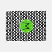 Zwart-witte Chevron Monogram Fleece Deken (Voorkant (Horizontaal))