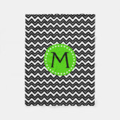 Zwart-witte Chevron Monogram Fleece Deken (Voorkant)