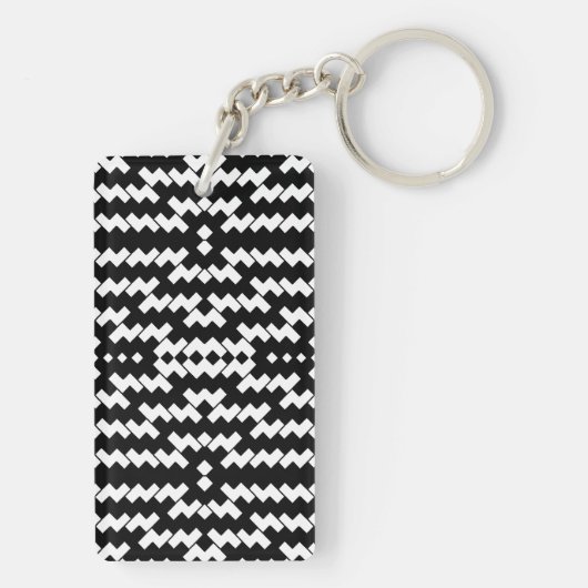 Zwart-witte Chevron Monogram Sleutelhanger (achterkant)