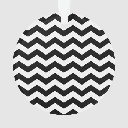 Zwart-witte Chevron Monogrammed Ornament (achterkant)