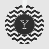 Zwart-witte Chevron Monogrammed Ornament (voorkant)
