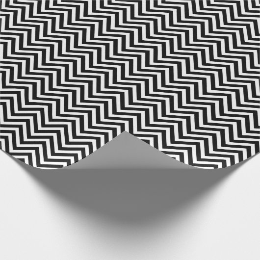 Zwart-witte  Chevron Stripes New 2 Cadeaupapier (Hoek)