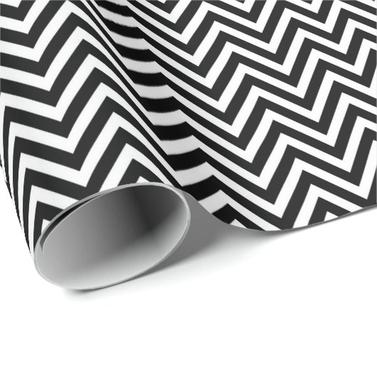 Zwart-witte  Chevron Stripes New 2 Cadeaupapier (Rol Hoek)