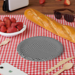 Zwart-witte  Chevron Stripes New Papieren Bordje