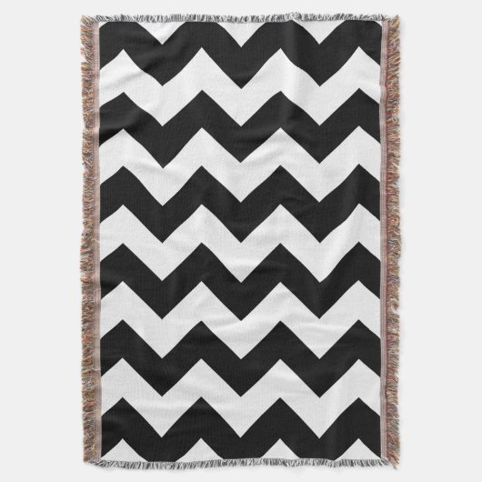 Zwart-witte Chevron Throw Blanket Deken (Voorkant Verticaal)