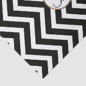 Zwart Witte Chevronprint Monogram Letter Initiaal Tissuepapier (Detail)