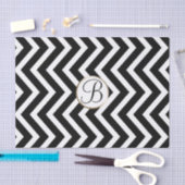 Zwart Witte Chevronprint Monogram Letter Initiaal Tissuepapier (Craft)