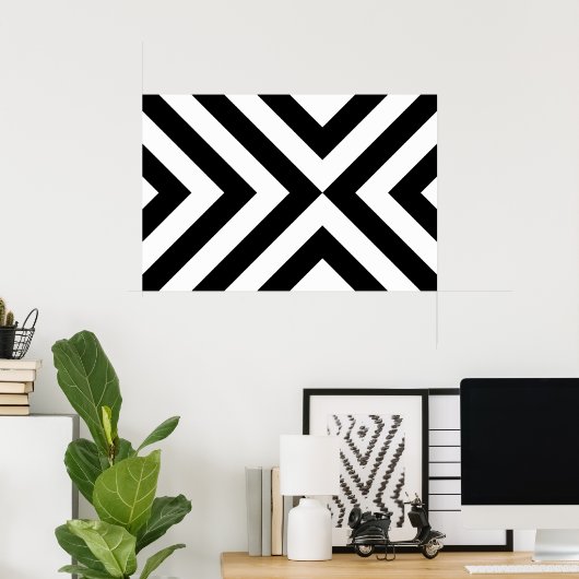 Zwart-witte chevrons poster (Thuiskantoor)