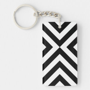 Zwart-witte Chevrons Sleutelhanger
