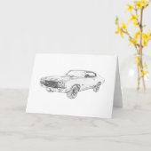 Zwart-witte chevy chevelle Grote Groet Kaart (Gele Bloem)