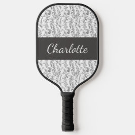 Zwart Witte Chic Toile Bloemstuk Aangepaste Naam Pickleball Paddle