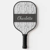 Zwart Witte Chic Toile Bloemstuk Aangepaste Naam Pickleball Paddle (Achterkant)