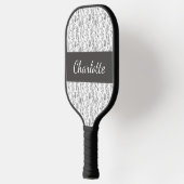 Zwart Witte Chic Toile Bloemstuk Aangepaste Naam Pickleball Paddle (Links)