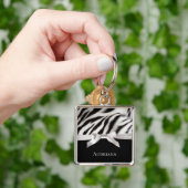 Zwart Witte Chic Zebraprint Strik Sleutelhanger (Hand)
