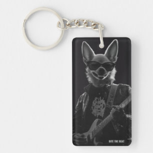 Zwart-witte Chihuahua-gitarist sleutelanhanger Sleutelhanger