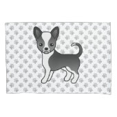 Zwart-witte Chihuahua-hond met gladde vacht en pot Kussensloop (Voorkant-Links)