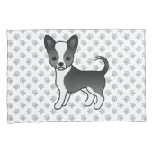 Zwart-witte Chihuahua-hond met gladde vacht en pot Kussensloop (Voorkant-Rechts)