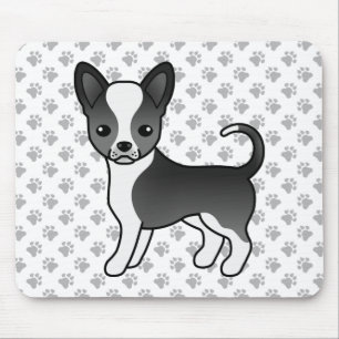Zwart-witte Chihuahua-hond met gladde vacht en pot Muismat