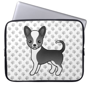 Zwart-witte Chihuahua-hond met gladde vacht & pote Laptop Sleeve