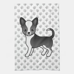 Zwart-witte Chihuahua-hond met gladde vacht & pote Theedoek