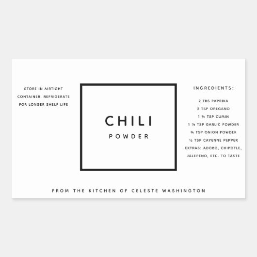 Zwart-witte Chili poeder kruidenmix Rechthoekige Sticker (Voorkant)