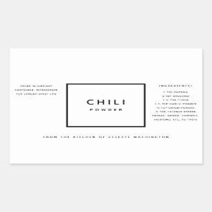 Zwart-witte Chili poeder kruidenmix Rechthoekige Sticker