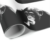 Zwart-Witte Chimpansee Cadeaupapier (Rol Hoek)