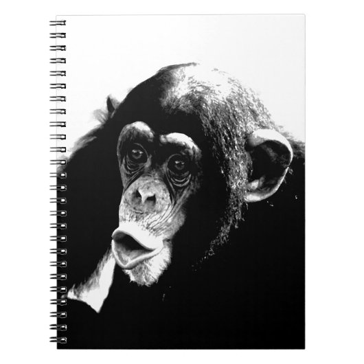 Zwart-Witte Chimpansee Notitieboek (Voorkant)