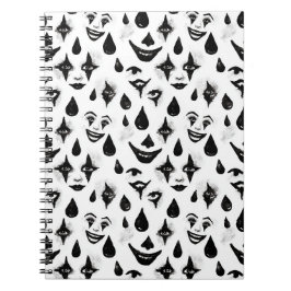 Zwart Witte Circus Clown Gezichten Notitieboek