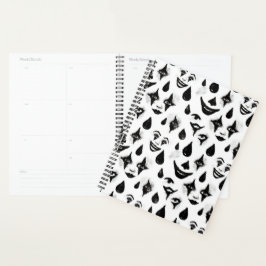 Zwart Witte Circus Clown Gezichten Planner