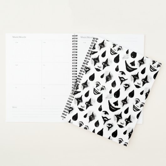 Zwart Witte Circus Clown Gezichten Planner (Display)